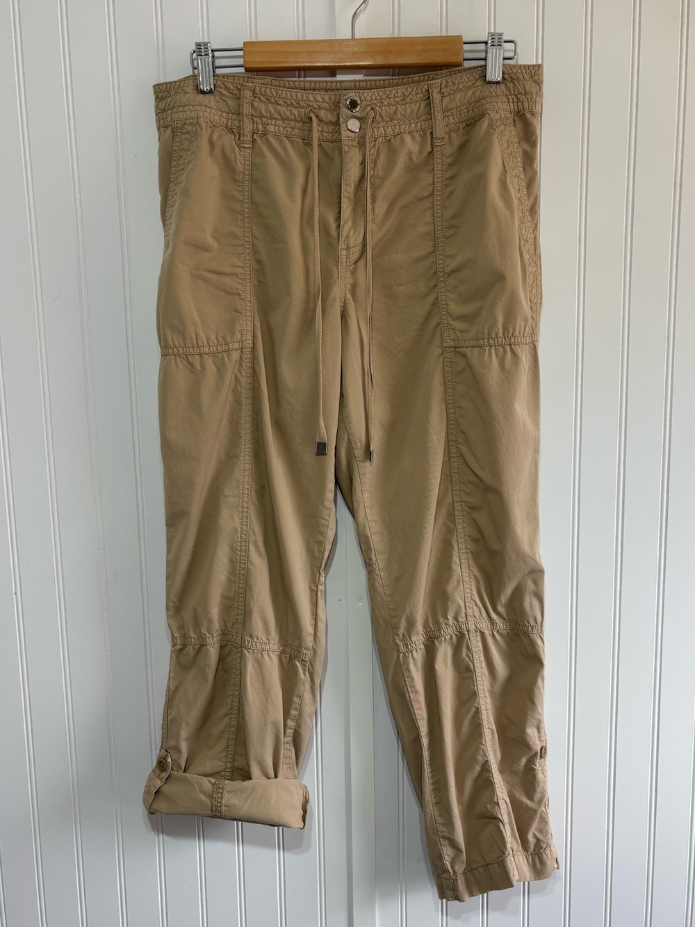Lauren Ralph Lauren Utility Khaki Roll Tab Convertible Cropped Pants Size 10
